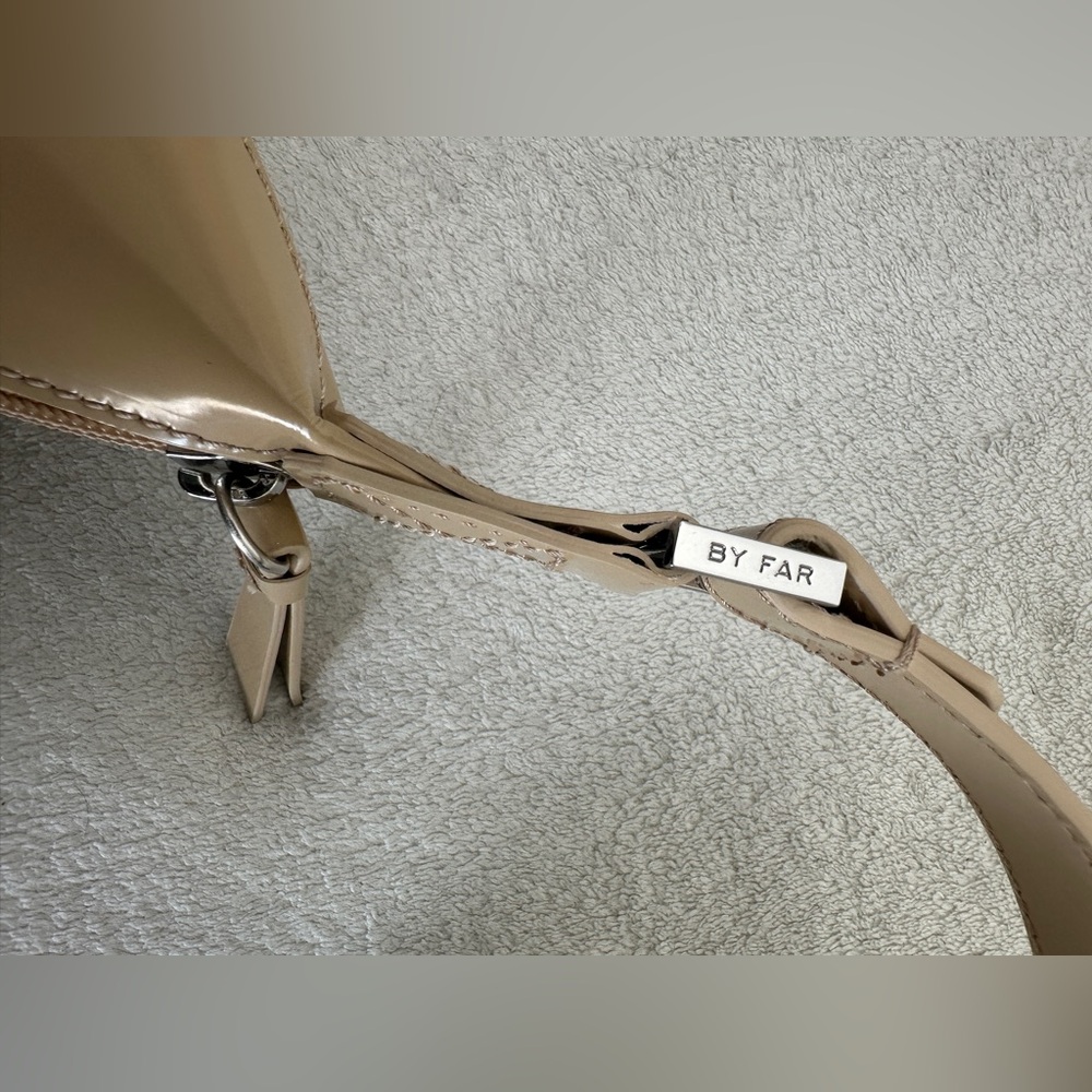 BY FAR Amber Kraft Beige Nude Semi-patent Leather Shoulder‎ Bag Purse NWOT - Picture 13 of 17